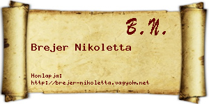 Brejer Nikoletta névjegykártya